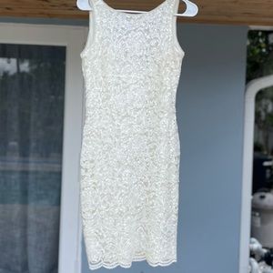 Ralph Lauren White Lace Sequin Bride Special Occasion Dress Size 4 Bridal